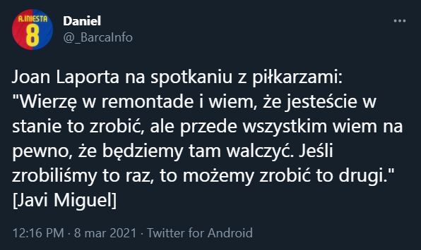 SŁOWA nowego prezydenta Barcy do piłkarzy przed meczem z PSG!